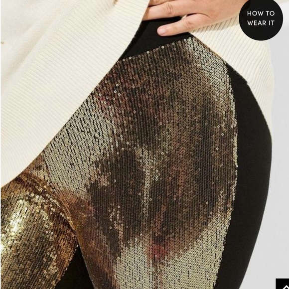 Torrid BNWT Black Gold Sequence Leggings - Picture 8 of 10